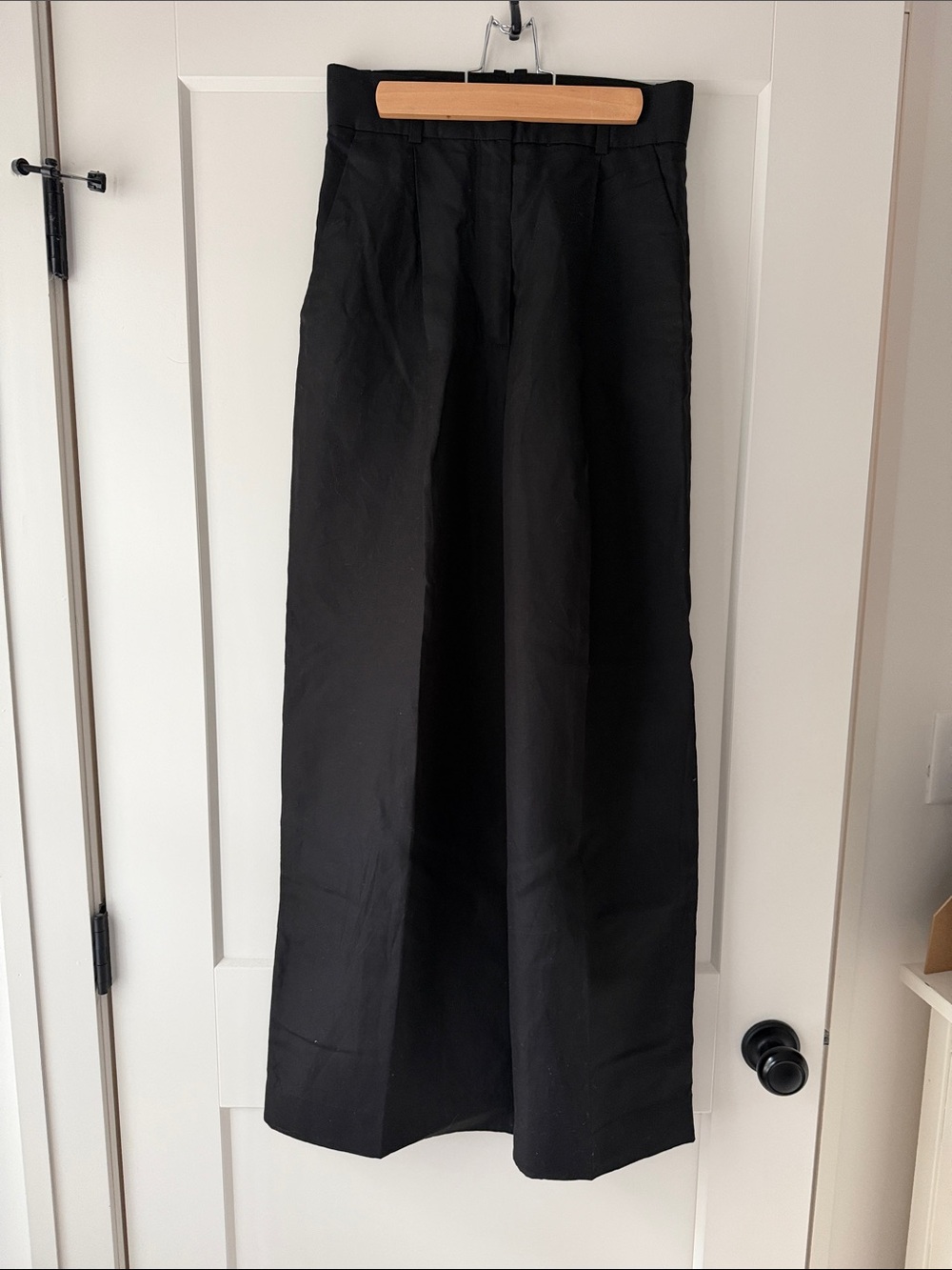 COS Black Linen-Blend Wide-Leg Pants
